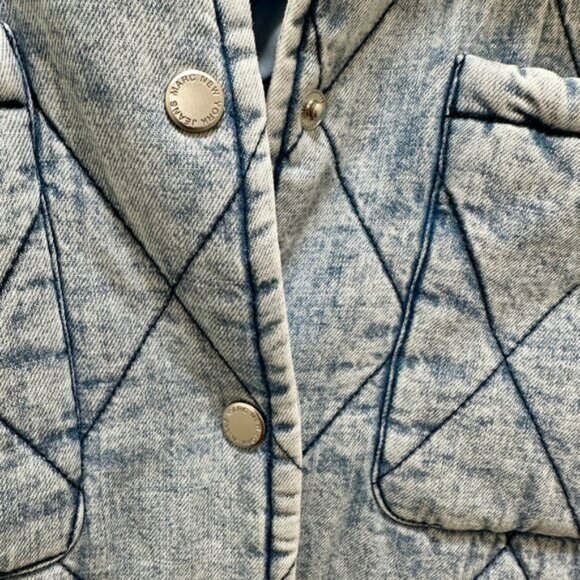 New Marc New York Women's Quilted Denim Jacket Coat Size M Blue Cottagecore Boho - Picture 5 of 16